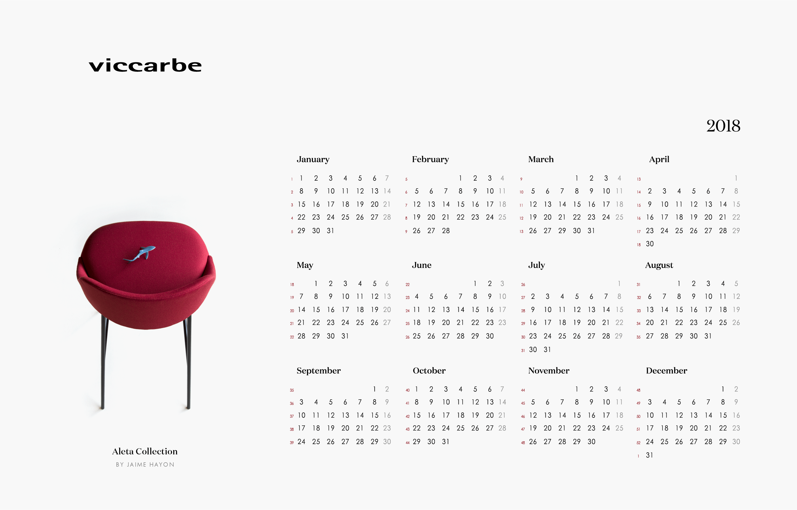 Viccarbe Calendar 2018