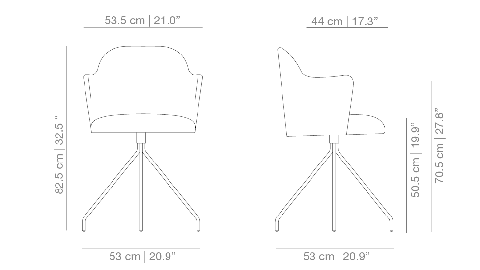 Aleta Swivel Base Chair W Armrest Viccarbe