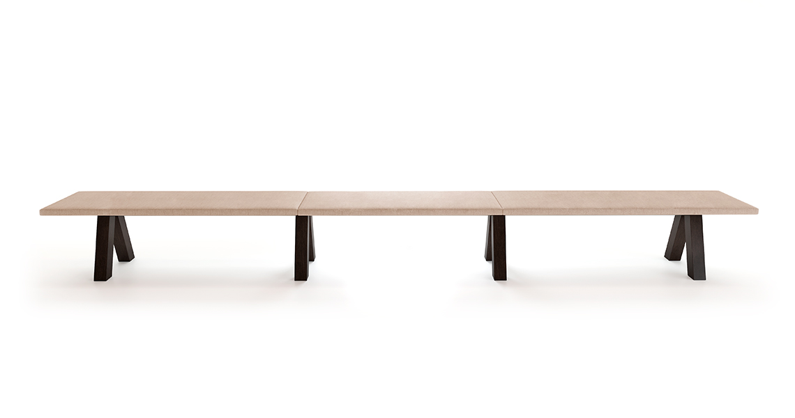 Trestle Bench Triple — Smooth Upholstery