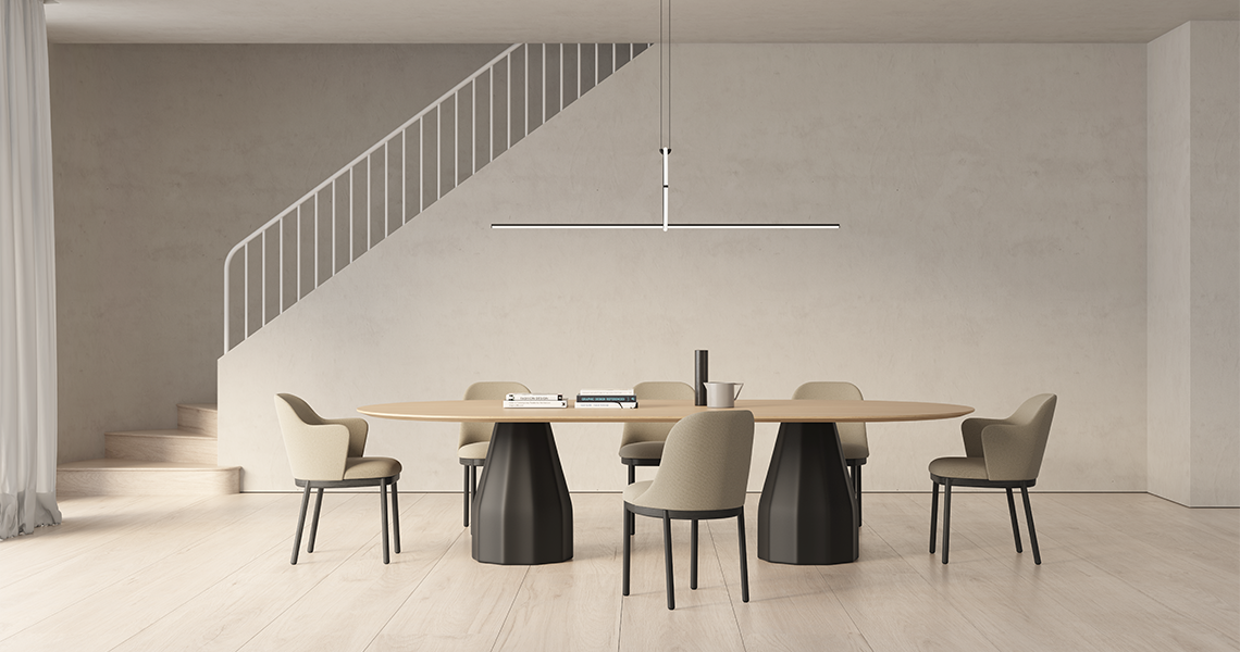 Aleta chair, four wooden legs