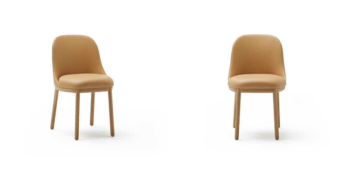 Aleta chair, four wooden legs