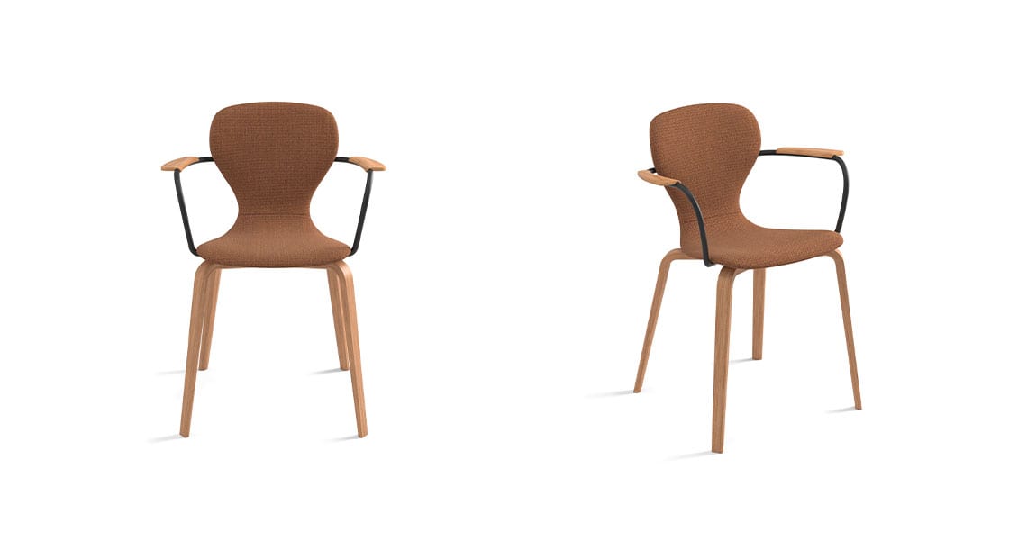 Ears chair, four wooden legs