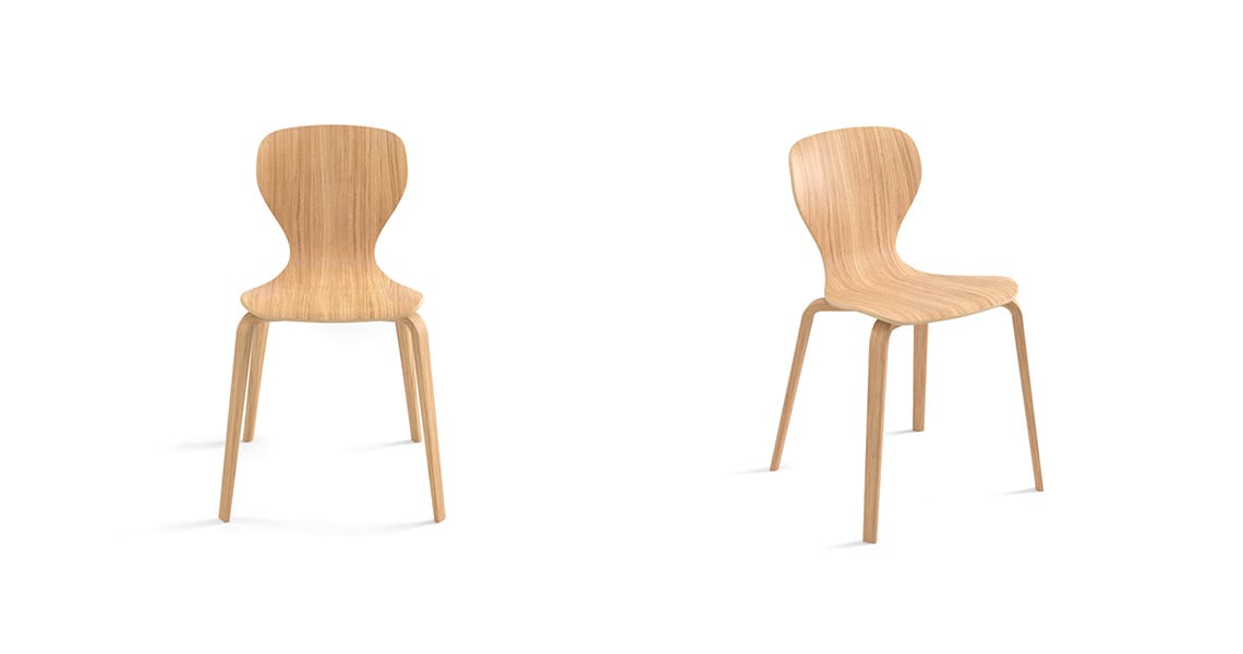 Ears chair, four wooden legs