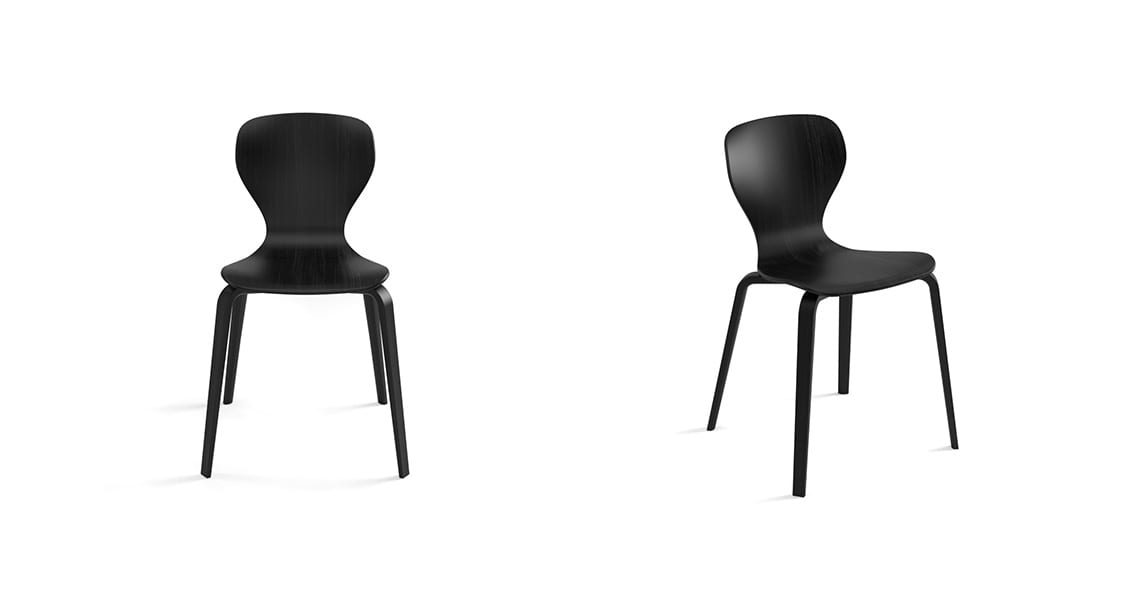 Ears chair, four wooden legs