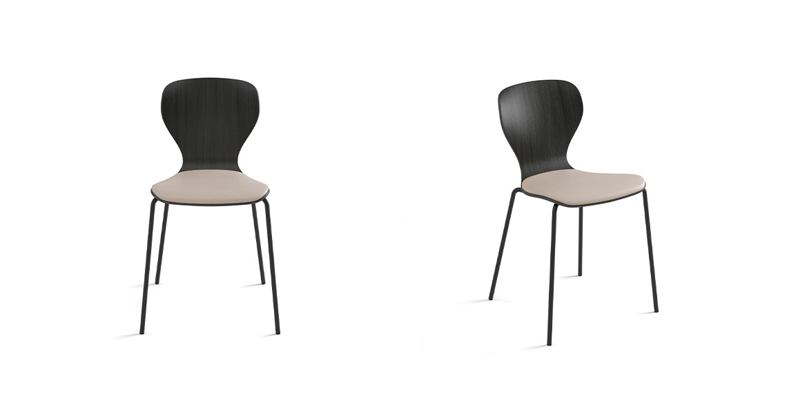 Ears chair, four metal legs
