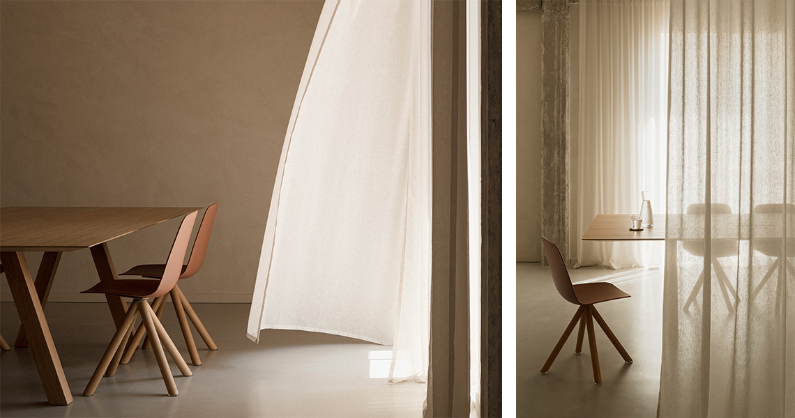 Maarten plastic chair, wooden & swivel