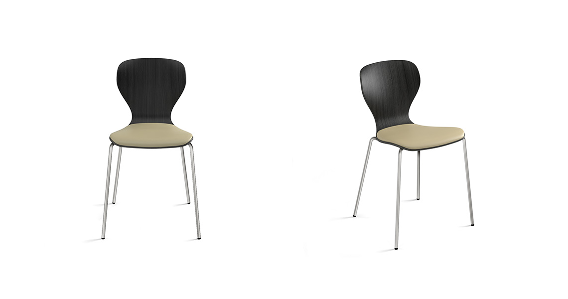Ears chair, four metal legs