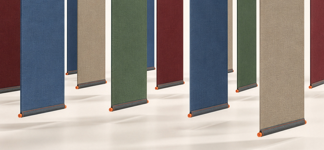 TelaMia textile partitions at the Viccarbe stand, Orgatec 2026
